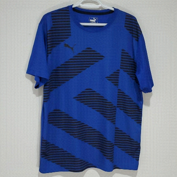 Puma XL black and blue athletic short sleeve shirt - Picture 1 of 7